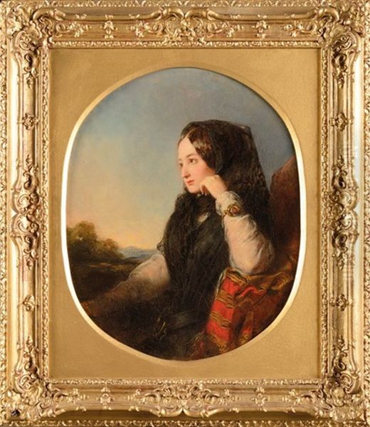 Portrait De La Comtesse De Teba , Future Imperatrice Eugenie Oil Painting by Abraham Solomon