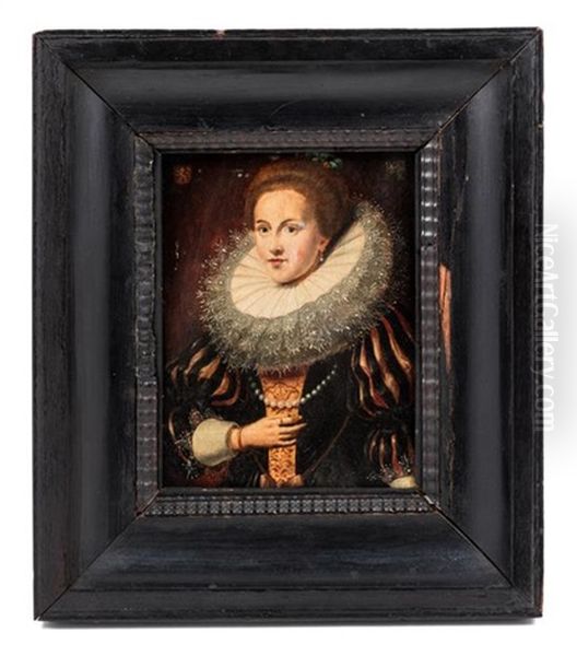 Portrait Of A Lady With A Lace Collar Oil Painting by Paul Ii Van Somer