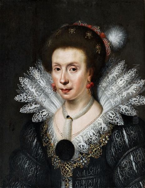 Portrait Of A Lady Oil Painting by Paul Ii Van Somer