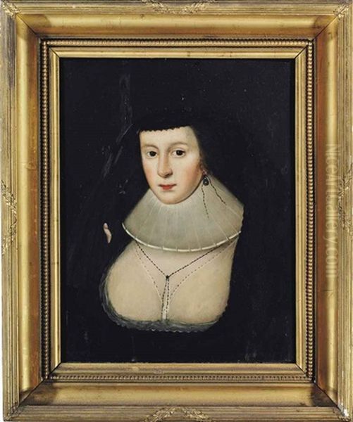 Portrait Of A Lady, Traditionally Identified As Mary, Queen Of Scots (1542-1587), Bust-length, In A Black Dress And White Ruff, With A Black Veil Oil Painting by Paul Ii Van Somer