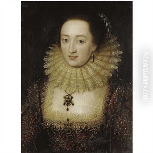 Portrait Of A Lady Oil Painting by Paul Ii Van Somer