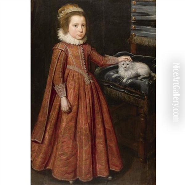Portrait Of A Girl, Probably Lady Mary Feilding (1613-1638), Later Duchess Of Hamilton Oil Painting by Paul Ii Van Somer