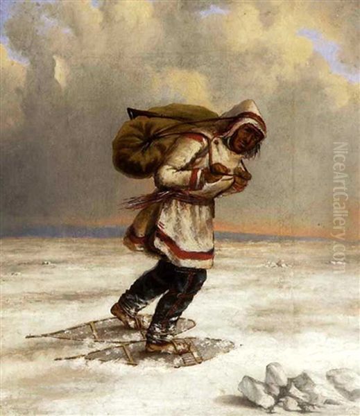 Indian Trapper Oil Painting by Martin Somerville