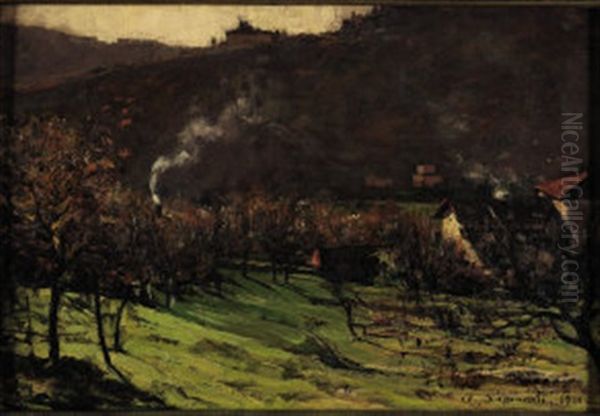 Paesaggio Collinare Oil Painting by Guilio Sommati di Mobello