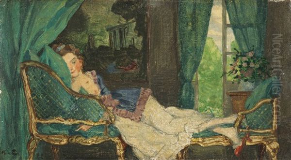 Daydreaming Oil Painting by Konstantin Andreevic Somov