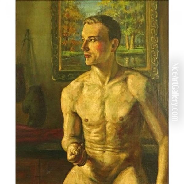 The Boxer Oil Painting by Konstantin Andreevic Somov