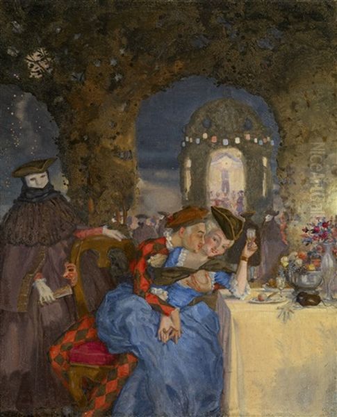 Rendezvous Oil Painting by Konstantin Andreevic Somov