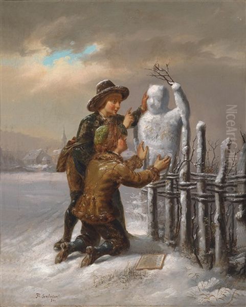Der Schneemann Oil Painting by Fritz Sonderland