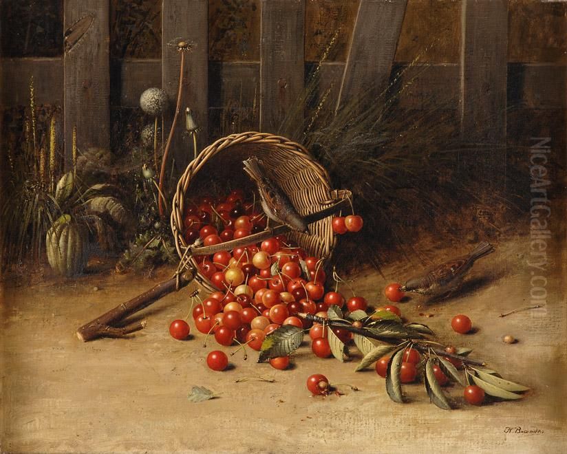 Die Kirschdiebe. Oil Painting by Hans Heinrich Jurgen Brandes