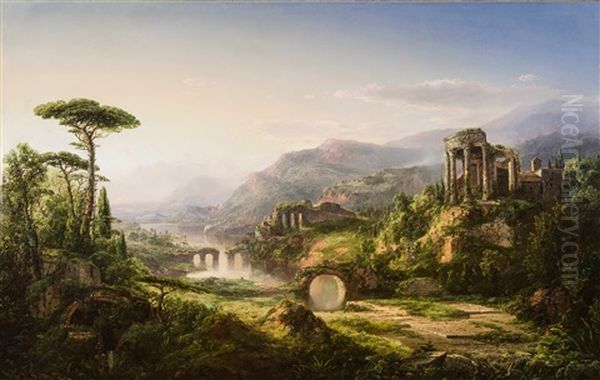 Paysage Italianisant Avec Ruines Anime De Personnages Oil Painting by William Louis Jnr. Sonntag