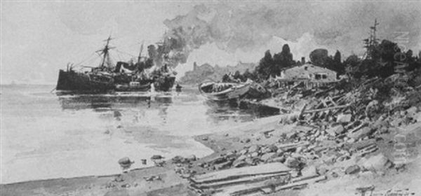 Loading Cargo Oil Painting by William Louis Jnr. Sonntag