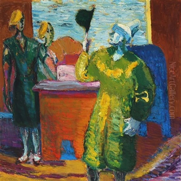 Scenery With A Clown Oil Painting by Jens Sorensen