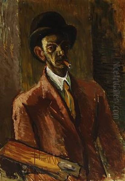 Selvportraet (self Portrait) Oil Painting by Jens Sorensen