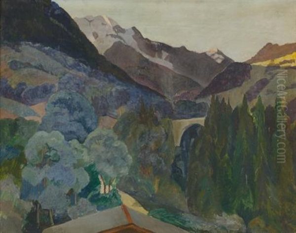 Landscape With Bridge Oil Painting by Savely Abramovich Sorine