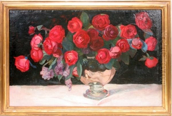 Red Roses Oil Painting by Savely Abramovich Sorine