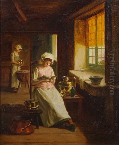 Le Nettoyage De Cuivres (cleaning The Copper) Oil Painting by Albert Sorkau