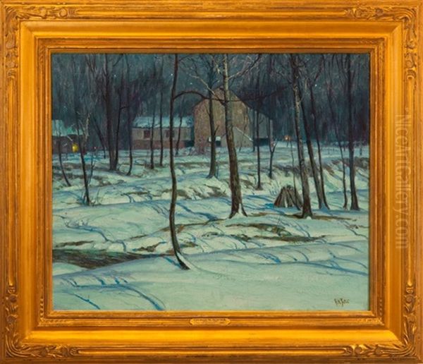 Hahn In Weisem Federkleid Mit Hochgestellten Schwanzfedern Oil Painting by George William Sotter