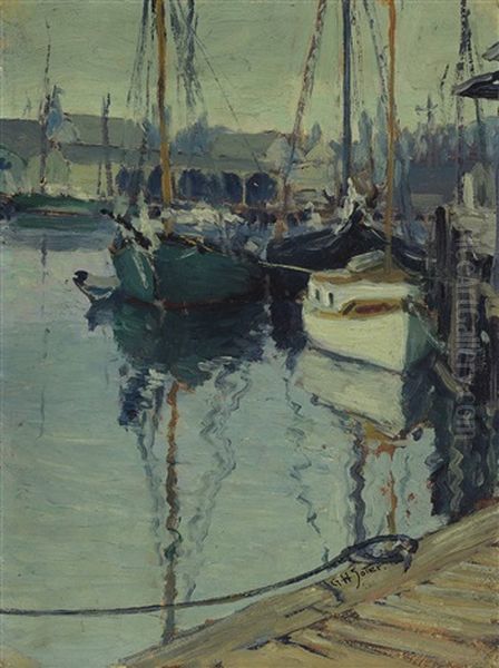 Boats In Gloucester Harbor #17 Oil Painting by George William Sotter