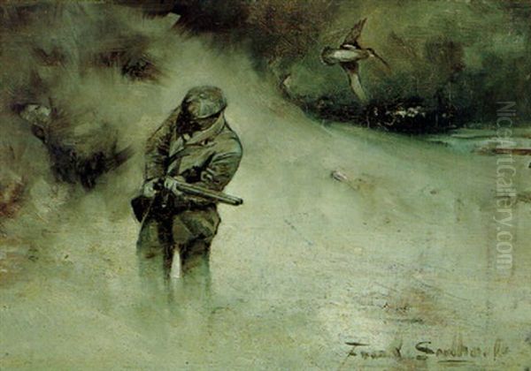 Re-loading: Snipe Overhead Oil Painting by Frank Southgate