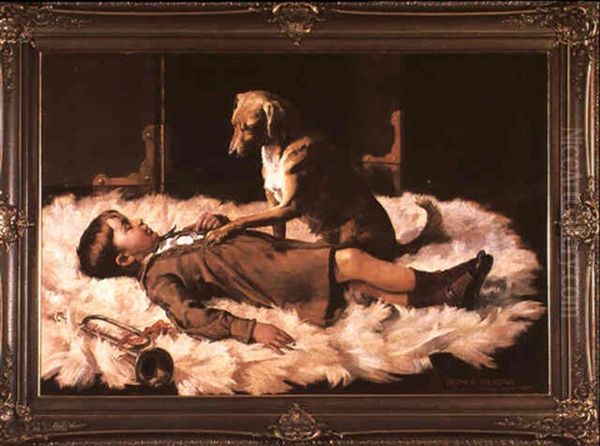 Two Friends (vasco, And His Dog Baron) Oil Painting by Arthur Loureiro