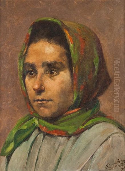 Peasant Oil Painting by Aurelia Maria De Souza