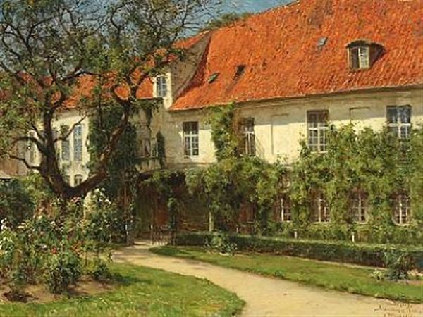 Frederiksvaerk Hotel - Gl. Silkespinderi Oil Painting by Carl Martin Soya-Jensen