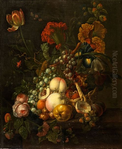 Grosses Stilleben Mit Fruchten Und Blumen Oil Painting by Gerard Van Spaendonck