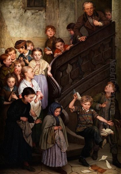 Ende Der Schulstunde Oil Painting by Gustav Adolph Spangenberg