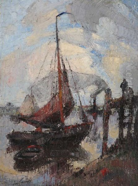 Pecheurs Sur L'estacade Oil Painting by Leo Spanoghe