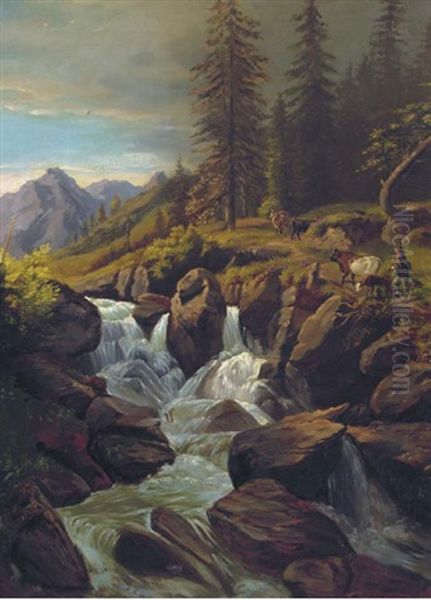 Anfang Des Lautenbrunner Tales Mit Jungfraujoch, Switzerland Oil Painting by Karl Christian Sparmann