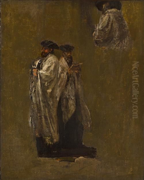 Three Rabbis Oil Painting by Edouard Brandon