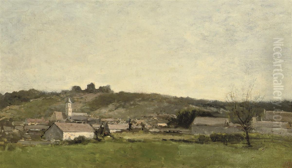 Scene Paysanne: The Little Village Oil Painting by Edouard Brandon
