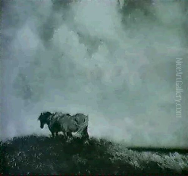 Horses At The Coast Oil Painting by Percy Fred. Seaton Spence