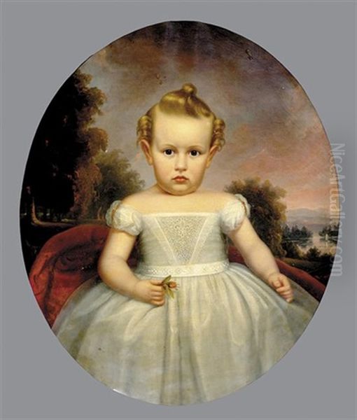 Portrait Of A Young Girl In The Utley Family (catherine Spencer, Granddaughter Of David Utley?) Oil Painting by Frederick Randolph Spencer