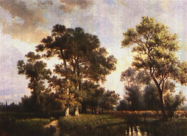 Bachlandschaft Mit Figurenstaffage Oil Painting by Johann Ferdinand Spengel