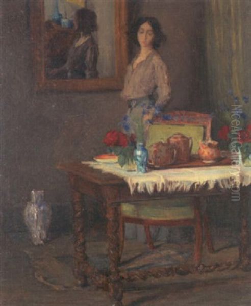 Teatime Oil Painting by Franck Spenlove-Spenlove