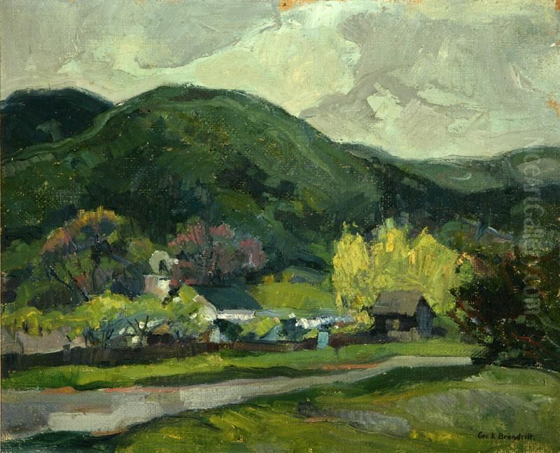 Houses In A California Landscape Oil Painting by George Kennedy Brandriff