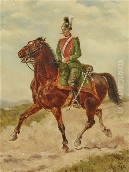 Officer On Horseback Oil Painting by Christian Speyer