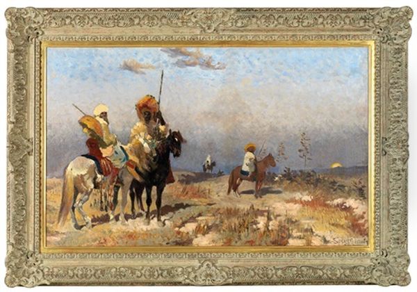 Ruckseitig Betitelt Tunesische Vorposten Oil Painting by Christian Speyer