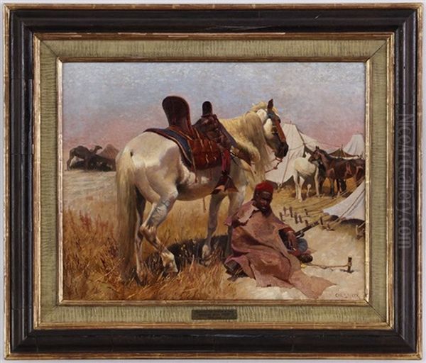 Cavalier Arabe Et Son Cheval Au Camp Oil Painting by Christian Speyer