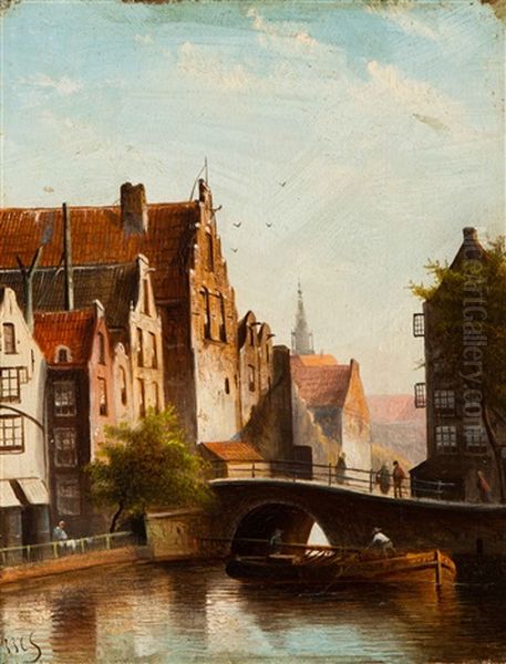 Boating On The Canals Oil Painting by Jan Jacob Coenraad Spohler