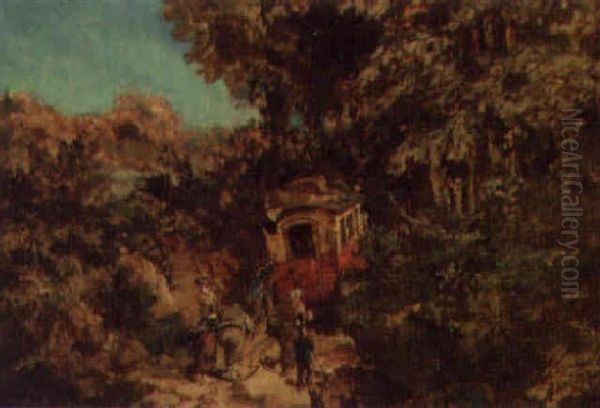 Postkutsche Im Hohlweg Oil Painting by Philipp Sporrer