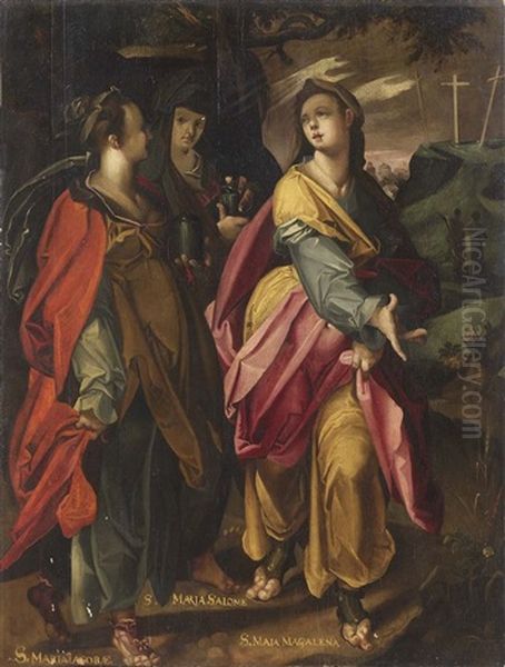 Tre Marie Ai Piedi Del Calvario Oil Painting by Bartholomaeus Spranger