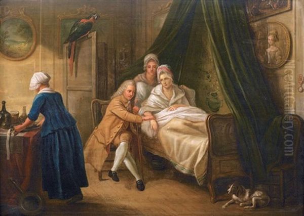 La Visite Du Medecin Au Malade Alite Oil Painting by Philippe Lambert Joseph Spruyt
