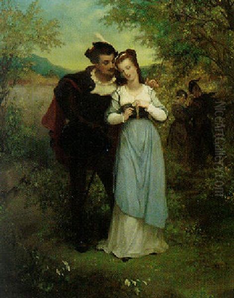 Faust And Marguerite Oil Painting by Pierre Gustave Eugene (Gustave) Staal