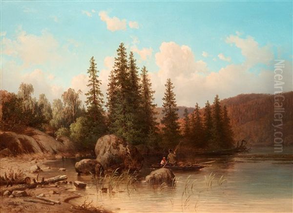 Landskap Fran Dalarna (partie I Elfdalen) Oil Painting by Joseph Magnus Stack