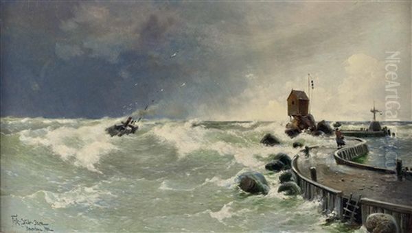 Sturmische See Oil Painting by Fritz Staehr-Olsen