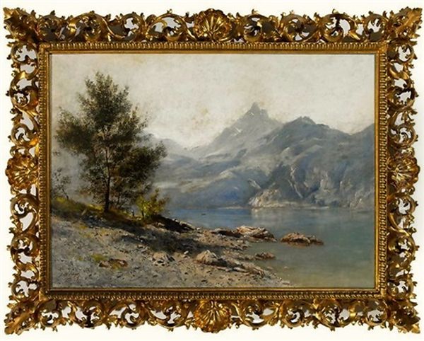 Sonnige Uferpartie Am Walensee Mit Blick Zum Murtschenstock Oil Painting by Balz Staeger