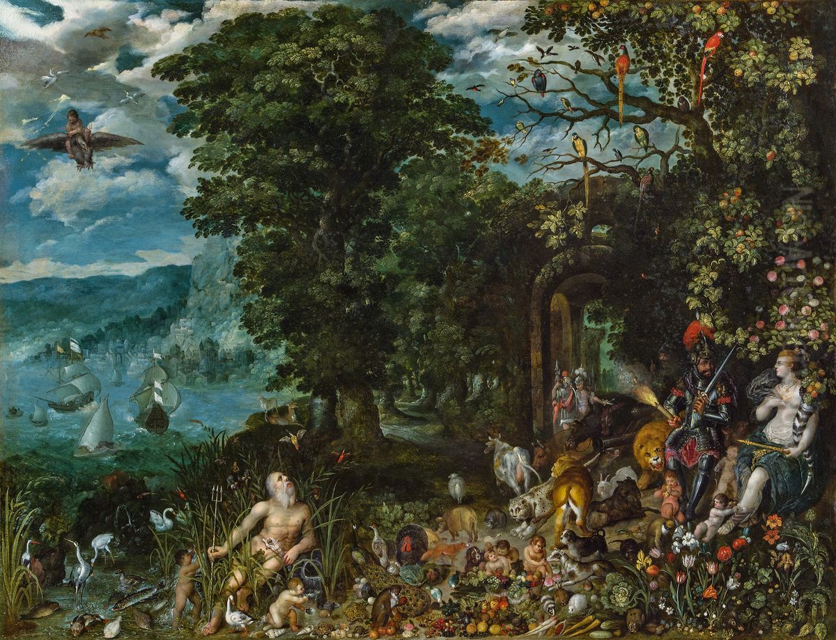 Allegory Of The Four Elements Oil Painting by Adriaen Van Stalbemt