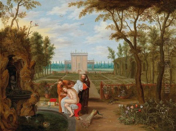 Susanna And The Elders Oil Painting by Adriaen Van Stalbemt